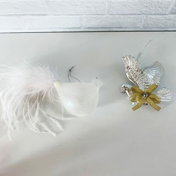 Bird Ornament Lot of 6 Christmas Pink Flamingo Owl Dove - Picture 4 of 8